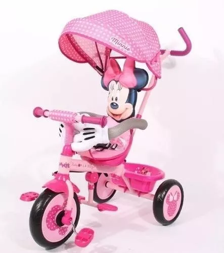 Perenne pescado metálico Triciclo Disney Minnie Direccional Manija Infantil