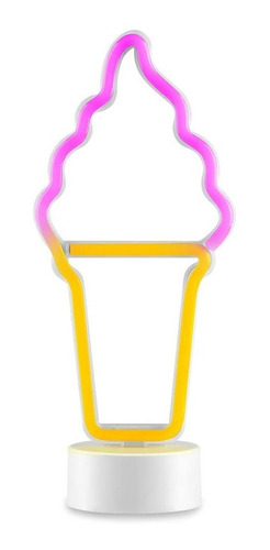 Lampara Luz Led Neon Decorativa Cono Helado Nieve Cable Usb