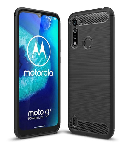 Funda Fibra Carbono Compatible Con Motorola G8 Power Lite