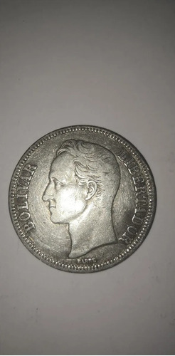 Moneda Plata De 1921 Simón Bolívar 5 Bolívares