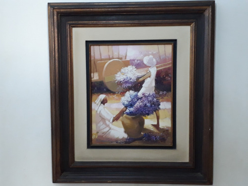 956- Manoel Costa - Ost. 67x75 Cm C/mold. Colheita De Flores (Usado)