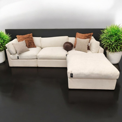 Sofá Modulo Esquinero Derecho Beige Elegante Sillón Cómodo