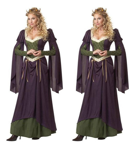 Cosplay Medieval Europeo Retro Corte Vestido Largo Halloween