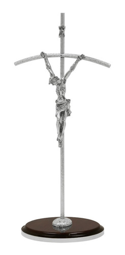Cristo Con Base, Cruz, Crucifijo. Baño De Plata Papal