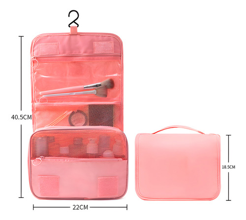 Bolsa Mochila Aseo Cosmetiquera Plegable Viaje Impermeable Color Rosa