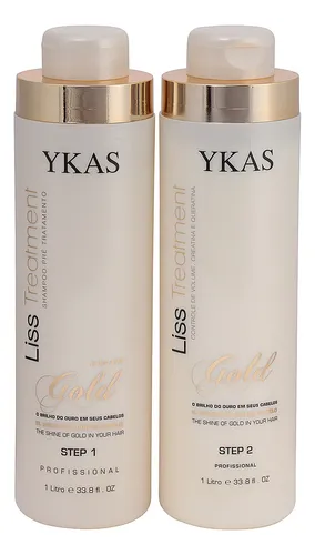 Kit escova progressiva Ykas Gold com dois frascos de 1 litro