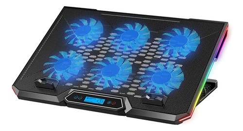 Base Ventilador Enfriador Notebook 6 Fans Lcd Rgb Hasta 17 