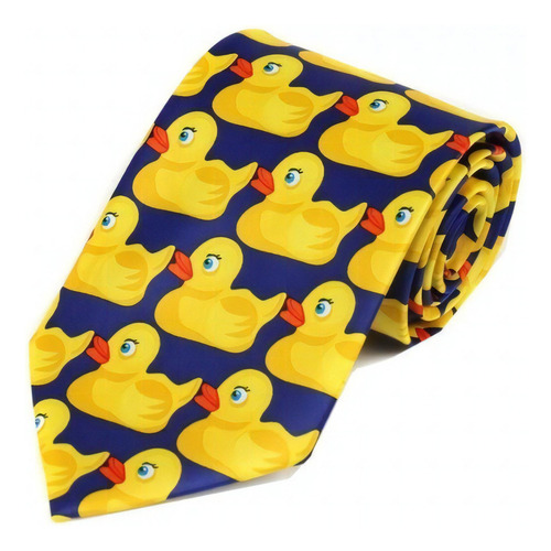 Gravata de pato As I Met Your Mother Godfather, cor azul marinho/amarelo, design de tecido, poliéster longo, 145 cm