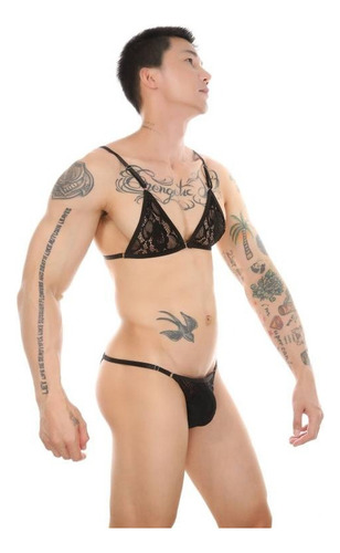. Conjunto Brasier Con Bikini Encaje Lencería For Hombre