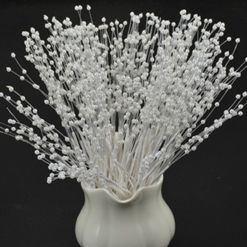 10 Tallos Perlas Spray Flores Novia Ramo De Alambre Boda