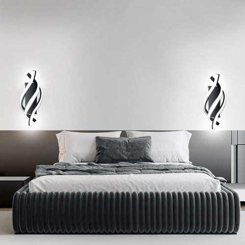 Lámpara De Pared Led Negra Moderna En Espiral, 6500 K, Blanc