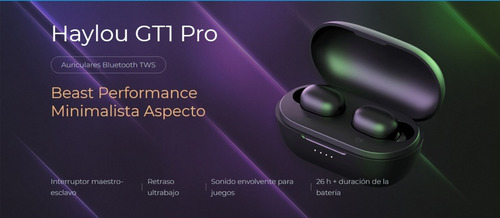 Imagen 6 de 6 de Auriculares in-ear gamer inalámbricos Haylou GT Series GT1 Pro negro con luz LED