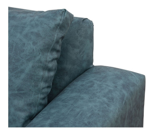 Sofá Neo 3 Cuerpos Cuero Auris Azul Petróleo /mueblesamérica