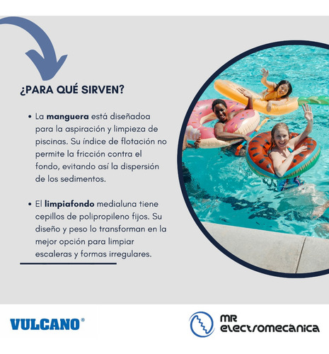 Kit Limpieza Vulcano: Limpiafondo + Manguera X 8 Mt + Acople