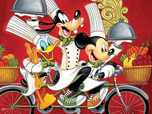 Rompecabezas 400 Pz Disney Mickey Donald Goofy Chef En Bici