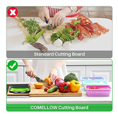 Tabla De Cortar De Bambú Expandible Con Contenedores, Tabla