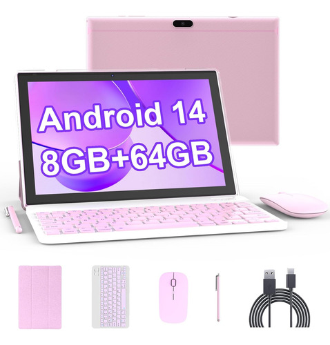 Yqsavior Android 14, 2 En 1 Tablet 10 Pulgadas Con Teclad...