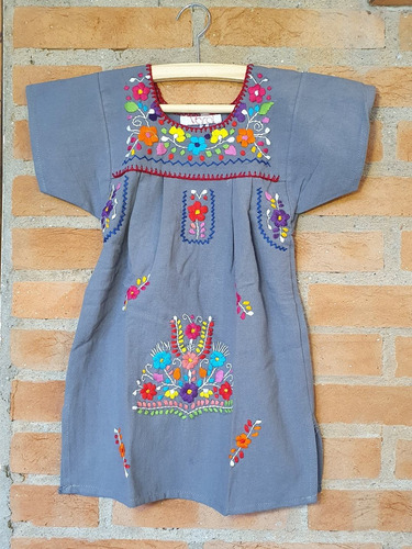 Vestido Mexicano Infantil T4 Bordado A Mão Original - Varal