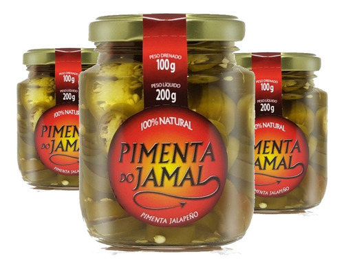 Pimenta Jalapeño Em Conserva Jamal 200g (3 Potes)