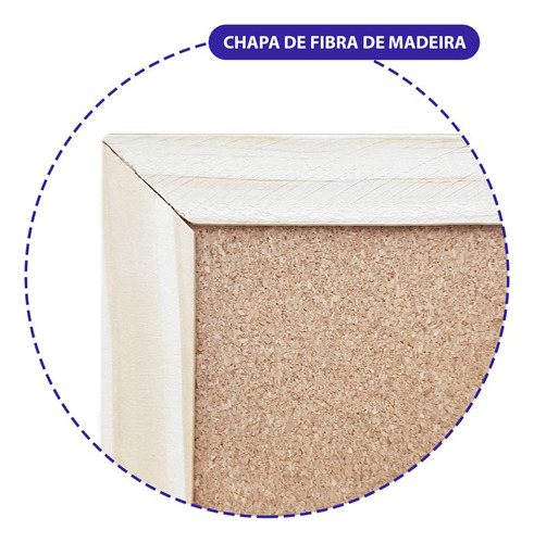 Cortiça Quadro Aviso Madeira 60x45 Cm Lembrete Para Parede