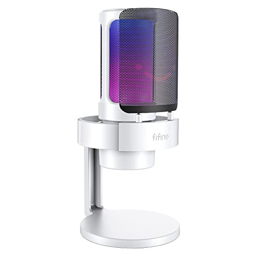 Microfono Usb Condenser Para Pc Rgb Fifine Blanco