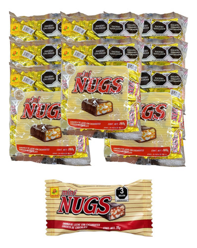 Mini Nugs Chocolate 72pz Con Caramelo Cacahuate De La Rosa E
