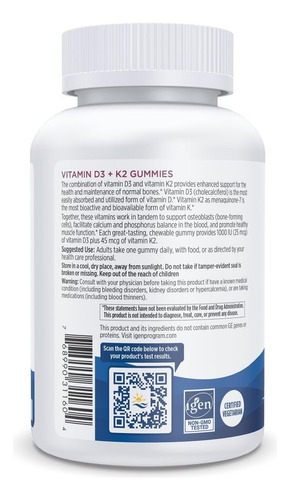 Suplemento Nordic Naturals Gomas De Vitamina D3 + K2 60 Unid