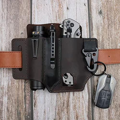 Funda Para Cinturón De Piel Edc Multitool Con Bolígrafo Y La