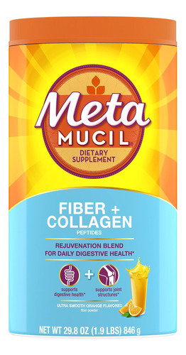 Metamucil Fibra Diaria + Colgeno, Polvo De Cscara De Psyllio