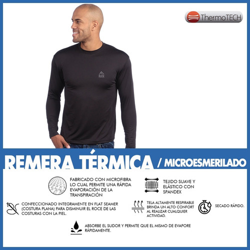 Imagen 3 de 4 de Camiseta Remera Térmica Frizada Black Rock Hombre