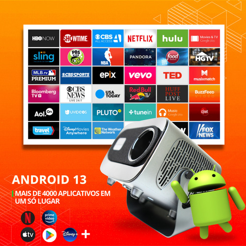 Projetor A15pro Android Cine Box Smart Cpuh713 Wi-fi Hd 4k