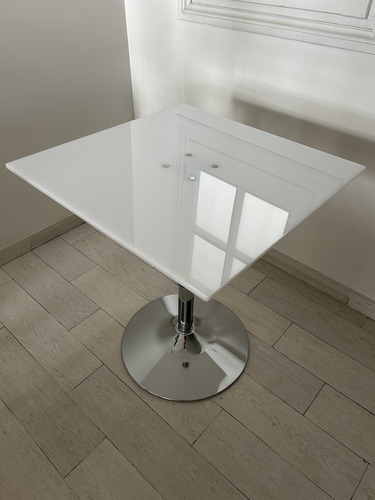 Mesa Comedor Acrílico Cuadrada Moderna Regulable Blanco Plateado
