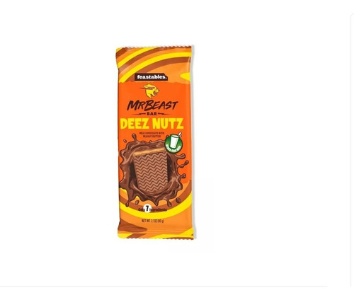 Barra Chocolate Mr Beast Bar Deez Nutz 60 G 7 Ingredientes