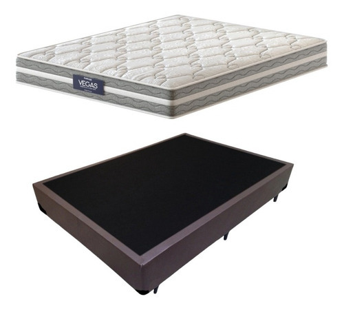 Cama Box Casal + Colchão Mola Ensacada Probel Vegas Spring Cor Marrom