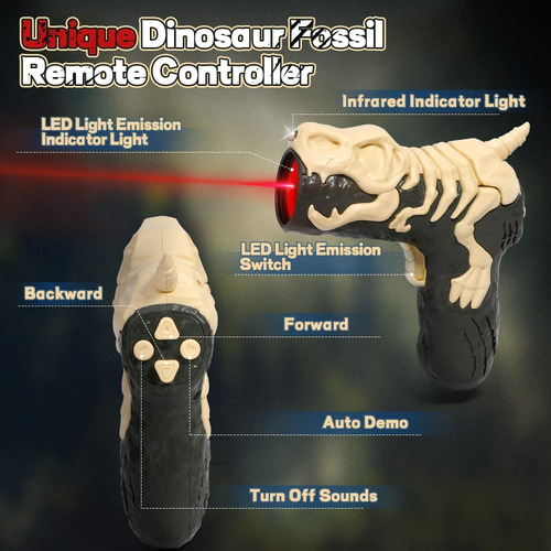 Dinosaurio Jurásico A Control Remoto Con Luz Niebla Y Rugido