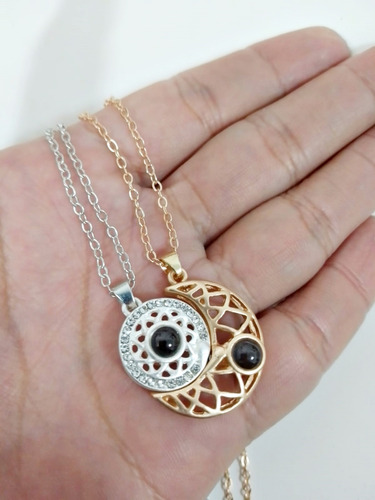 Juego 2 Collares De Parejas Sol Y Luna Te Amo 100 Idiomas