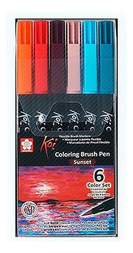 Caneta Brush Artistica Sakura Koi Coloring Sunset 6 Cores
