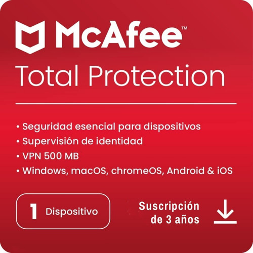 Mcafee® Total Protection 1 Dispositivo 3 Años