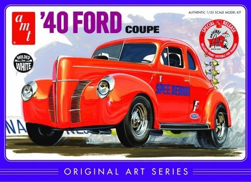 Round2 Amt730 1/25 1940 Ford Coupe Serie Artes Genuino, Blan