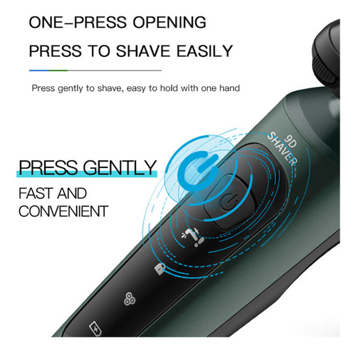 Razor Shaver Long Life Clean Shave 3 En 1, Color Verde Oscur