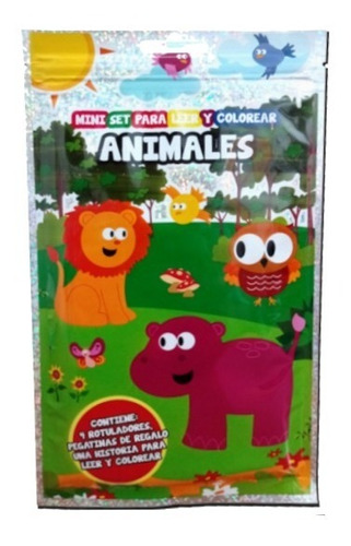 Mini Set Leer Y Colorear : Animales - Marcadores + Stickers