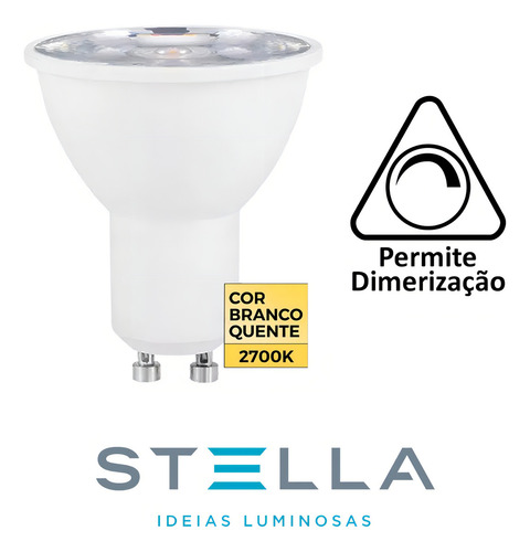 Lâmpada Dicróica Dimerizável Mr16 Evo 10º 5,7w 2700k Stella Cor da luz Branco-quente 127V