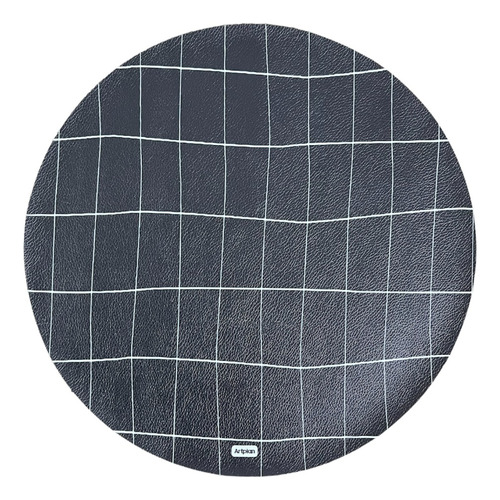 Individual Circular Square Rayas Negro X2 Decoración Mesa