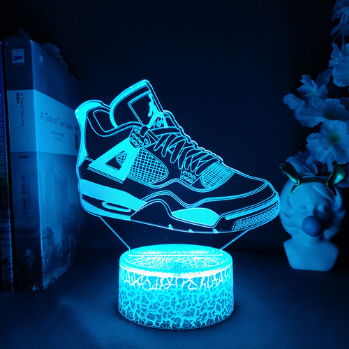 Lampara 3d Diseño Zapatilla Air+ Base Touch + Control Remoto