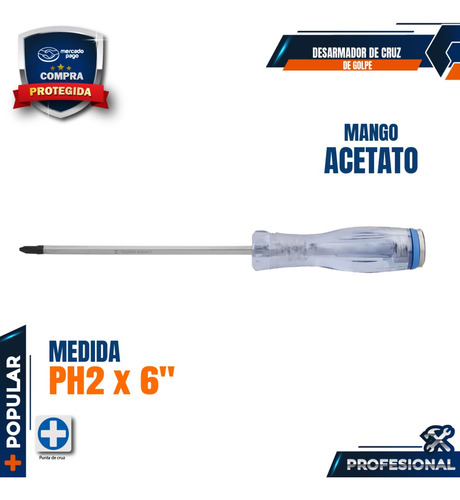 Desarmador De Cruz De Golpe 1/4 X 6 , Truper 14149
