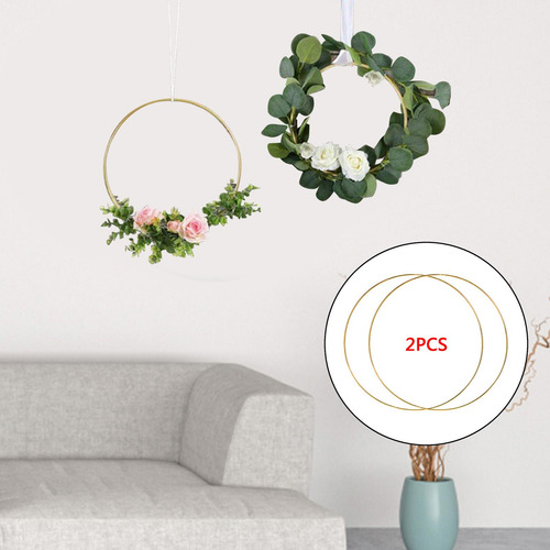 2 X 2 Piezas De Aros De Guirnalda Floral De Metal 45cm
