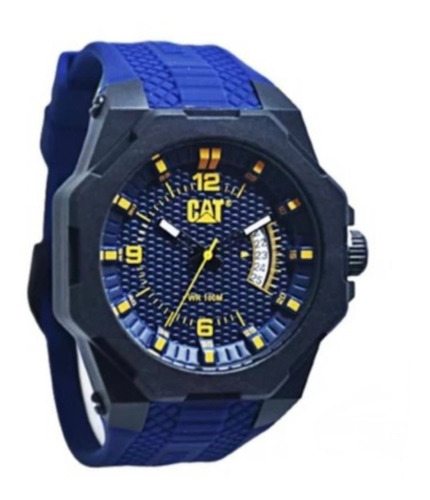 Reloj Caterpillar Hombre Sumergible Calendario Linea Octa Color De La Malla Azul/azul-amarillo