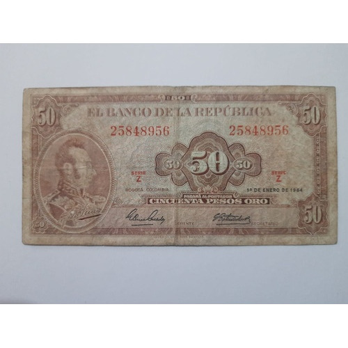 Billete De 50 Pesos Oro Del 1 De Enero De 1964