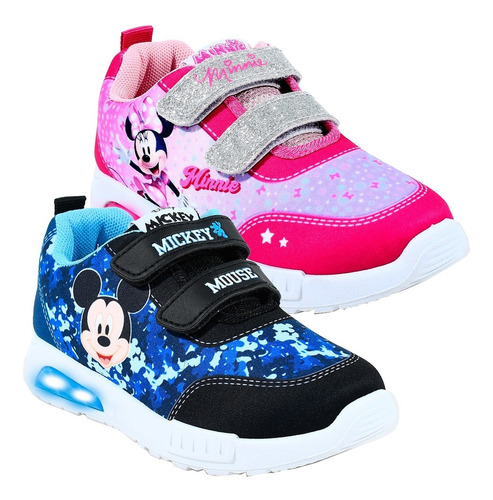 Imagen 1 de 8 de Zapatillas Con Luces Led Footy Disney Frozen Mickey Minnie
