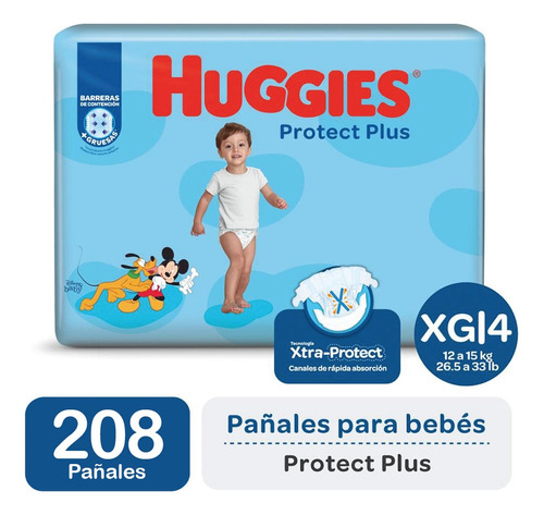 Pañales Huggies Protect Plus Ahorrapack Pack X 4 Unidades
